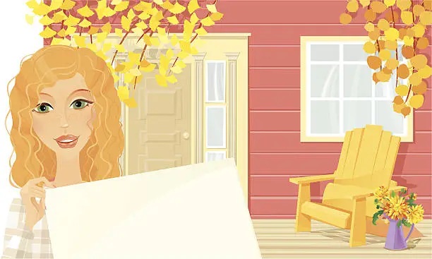 Vector illustration of Welcome to our Autumn Cottage