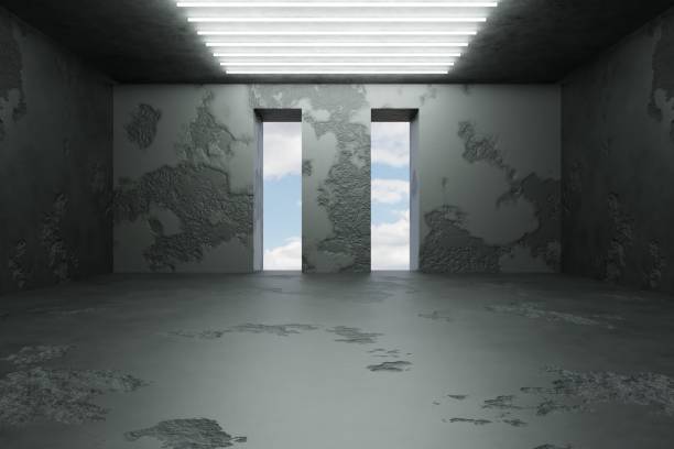 istock Empty background scene. Texture dark concentrate floor with mist or fog. 3D rendering 1588894468