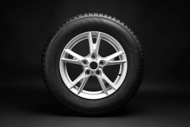 istock car tire with aluminum alloy wheel 158891226