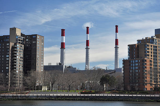 chimneys in Queens stock photo