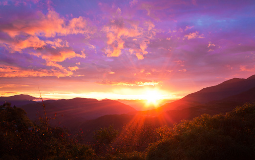 Beautiful sunrise over the mountains