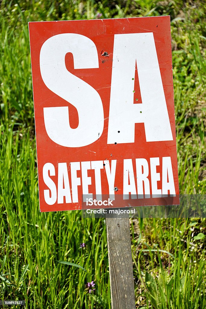 safety area sign safety area sign at a shooting range Color Image Stock Photo