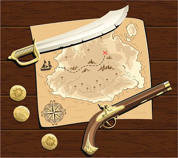 Vector illustration of Pirates Treasure Map