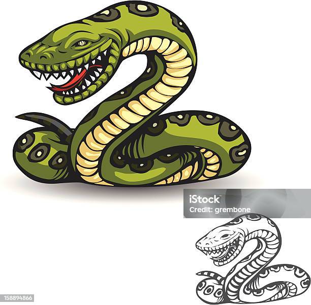 Зеленый Питон — стоковая векторная графика и другие изображения на тему Зелёный цвет - Зелёный цвет, Семейство гадюковые, Vine Змея