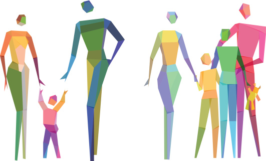 Vector Illustration of Colorful Conceptual Polygonal Family with transparency in eps10