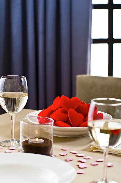 istock Inside interior table setting with beautiful plate of hearts 158897714
