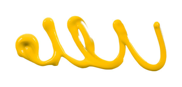 istock Yellow watercolor drop zigzag isolated on white background. 1589015111