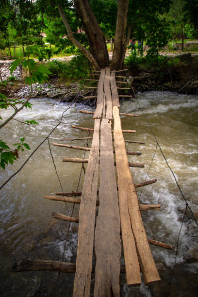 istock Homemade exotic bridge over a river 1589038555