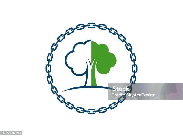 Green Tree Chain Circular Chain With Tree Inside Stock Illustration - Download Image Now ...