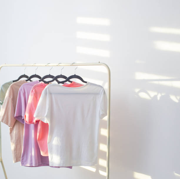 istock women's t-shirts on  hanger on  white background 1589058247