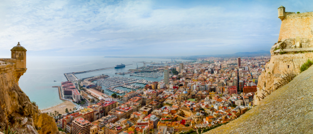 View of City Alicante in Spain from Santa Barbara Castle (Castillo de Santa Barbara)