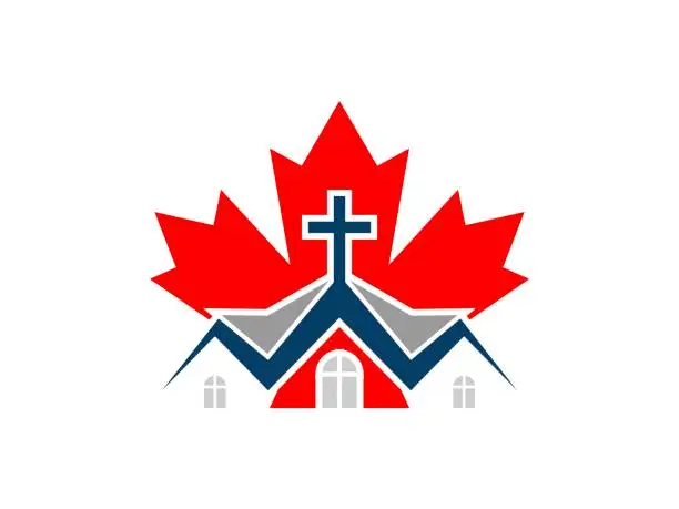 Vector illustration of Maple leaf with church roof