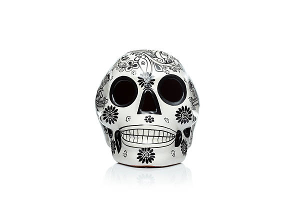 Front view of an adorned skull of the mexican day of the dead