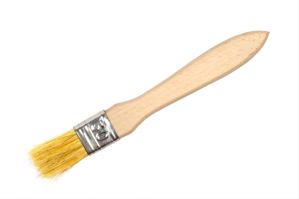 istock Wooden paint brush on a white background. 1589065435
