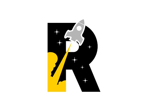 R Initial With Space Rocket Inside Stock Illustration - Download Image ...