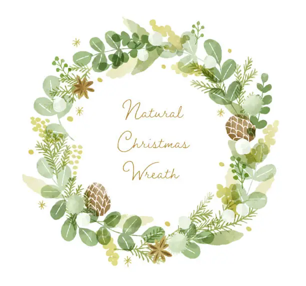 Vector illustration of natural christmas wreath