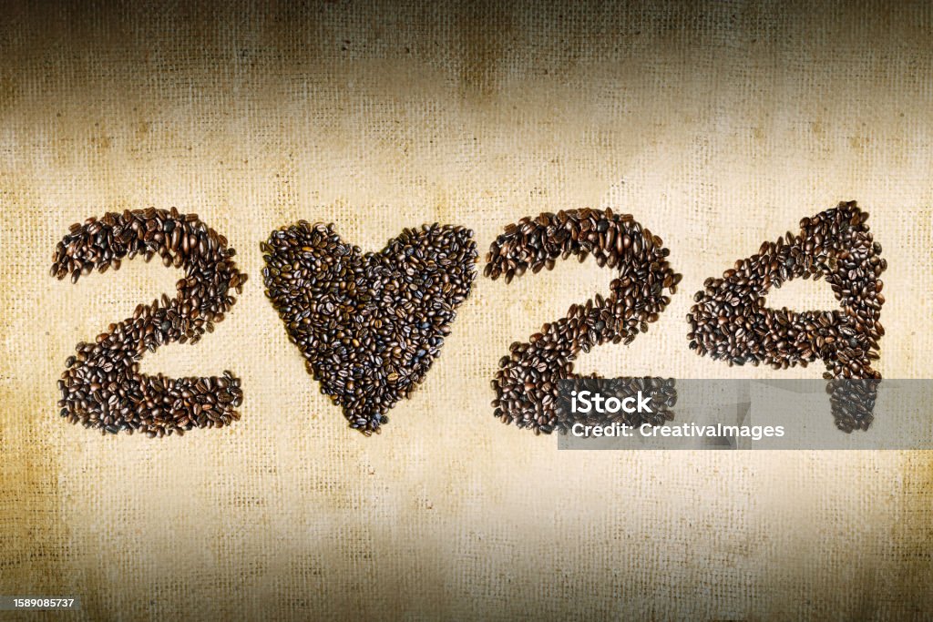 Top View Of Roasted Coffee Beans Shaped 2024 Numbers And Heart Symbol