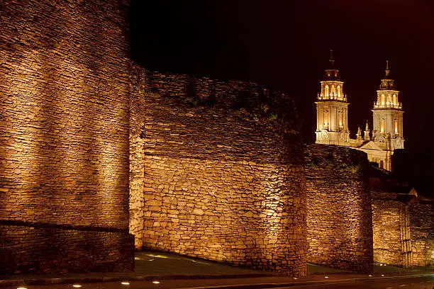 Photo of Roman wall and cathedral in Lugo, Spain