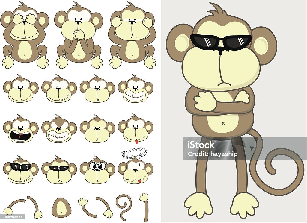 Linda macaco conjunto - Vetor de Macaco royalty-free