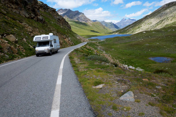 istock Motorhome RV Vacation Adventure Mountain Pass. 1589093921