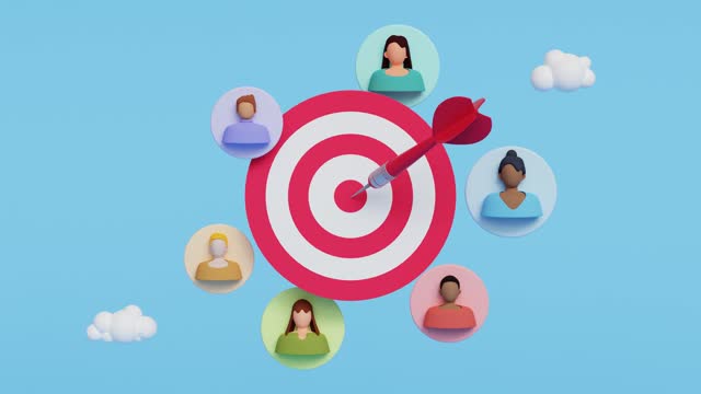 Target customer concept. Customer attraction campaign, accurate promo, advertising. 3D Loop Animation