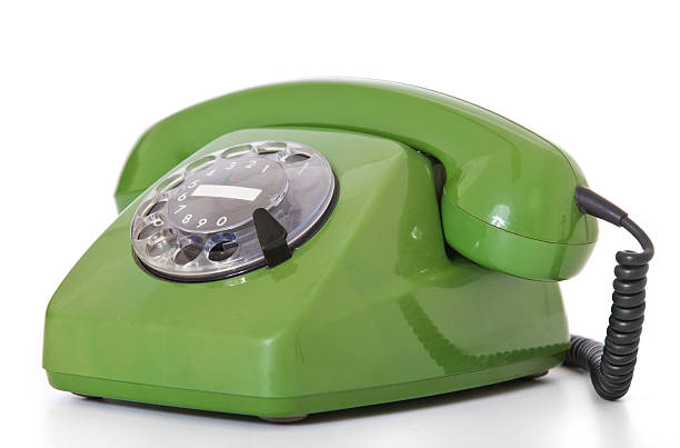 istock Green retro rotary phone 158910347