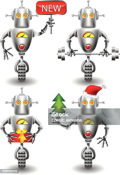 Робот Набор — стоковая векторная графика и другие изображения на тему Machinery - Machinery, Блестящий, Бытовая техника