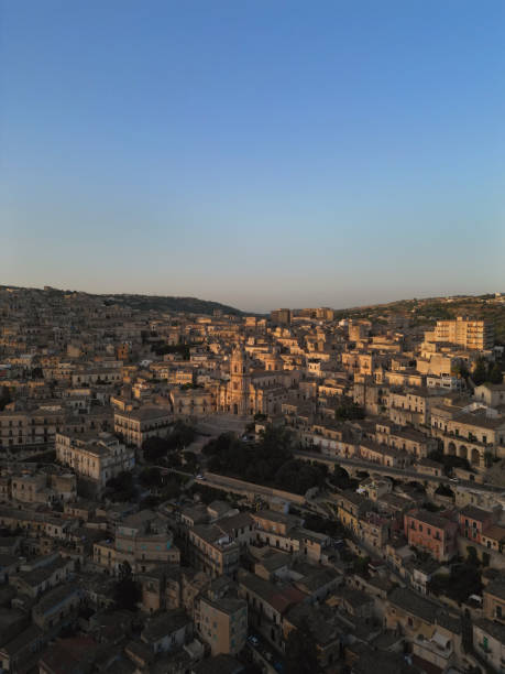 The baroque city of Modica A view of the baroque city of Modica from a drone perspective Worthington stock pictures, royalty-free photos & images