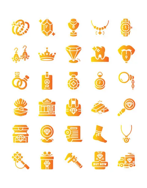Vector illustration of Jewelry  Icon Set 30 isolated on white background