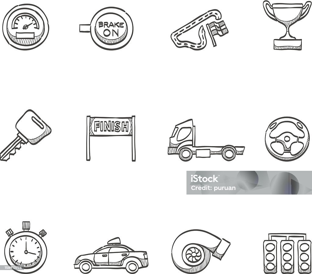 Sketch Icons - More Racing Racing icon series in sketch. EPS 10. AI, PDF & transparent PNG of each icon included.  Drawing - Art Product stock vector