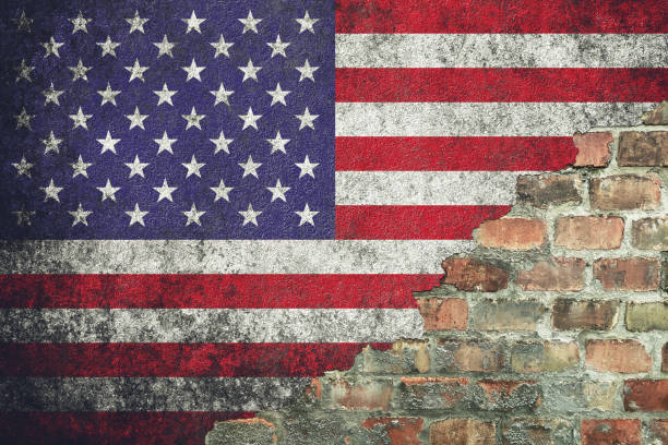 istock American flag on brick wall - USA mural on textured background 1589137096