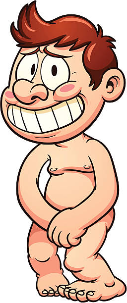Naked little man Naked little man. Vector clip art illustration with simple gradients. All in a single layer. embarrassed stock illustrations