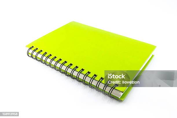 Green Spiral Notebook Stock Photo - Download Image Now - Book, Clipping Path, Close-up