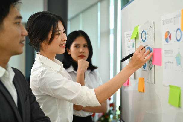 istock Group of startup business people collaborating sharing idea for new project at co working space. 1589151704