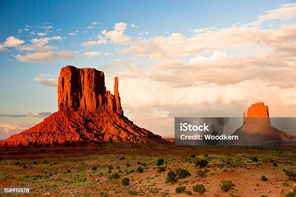 The Mittens At Sunset Stock Photo - Download Image Now - Indigenous Peoples of the Americas, Monument Valley, Monument Valley Tribal Park