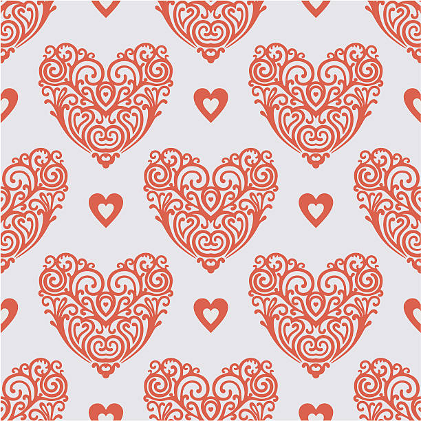 orangenstreifen-herz-motiv - ornate swirl heart shape beautiful stock-grafiken, -clipart, -cartoons und -symbole