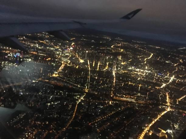 istock Night View on Frankfurt from Airplane, Germany 1589162901