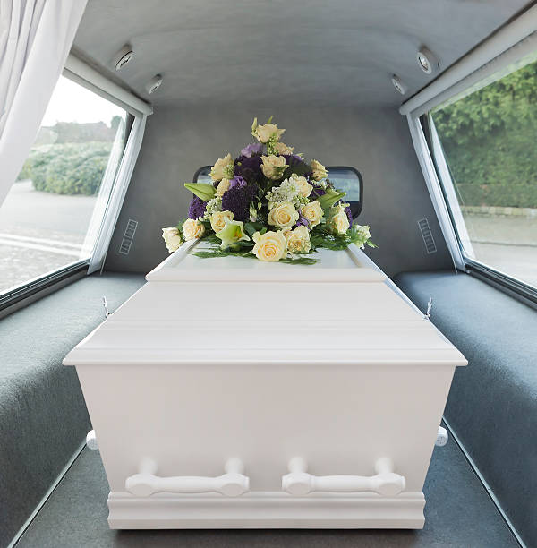 Funeral hearse A casket in the back of an open hearse hearse photos stock pictures, royalty-free photos & images