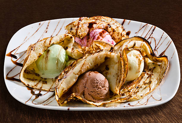 Pancake with ice cream stock photo
