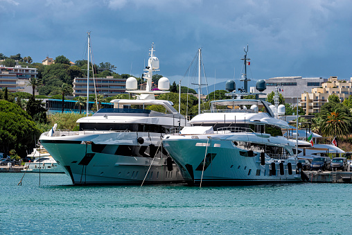 luxury yachts in a harbour in the Mediterranean Sea in Sardegna