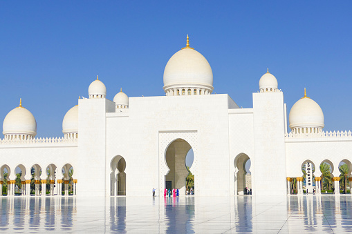 Scenic view  of mosque in Abu-Dhabi, UAE at lovely day