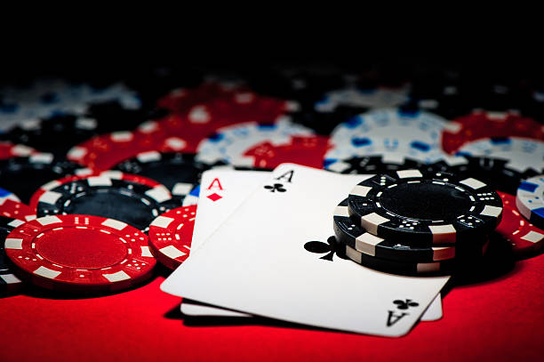 istock Pair of aces and chips 158921262