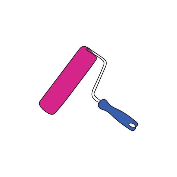 Vector illustration of Paint roller. Tool for repair and construction.