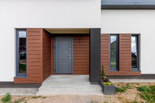 istock View of a small modern house immediately after construction. Step house construction system 1589250563