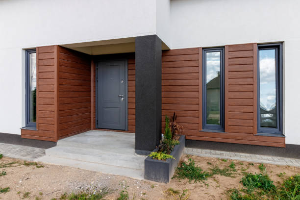 istock View of a small modern house immediately after construction. Step house construction system 1589250564