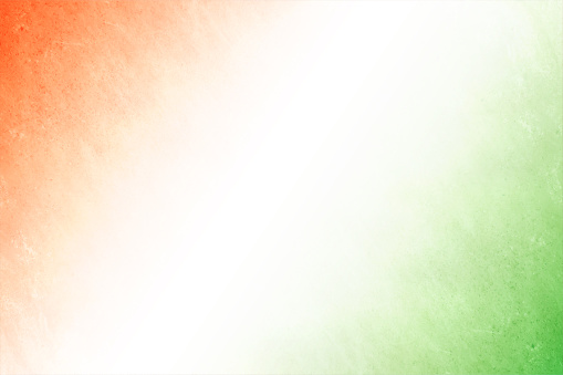 Tiranga - A horizontal vector illustration of three colored ombre bands merging into each other . A scratched textured wall effect. The leftmost band is saffron or orange colored, the middle one is white and the right most is green colored. There is no people, no text and Copy space for text. These colors are in the flag of India, Niger and also of Ireland and Côte d'Ivoire (Ivory Coast) country. Can be used for national festivals, events, national teams related backdrops of these countries like Republic Day, Independence Day celebrations.