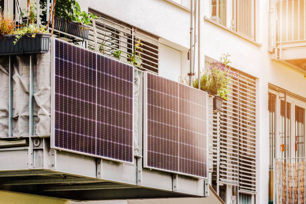 istock Solar Panels on Balcony Apartment Building 1589284963