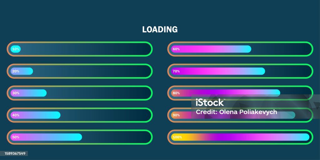 Colorful Loading Bar Set Modern Web Element Collection Vector ...