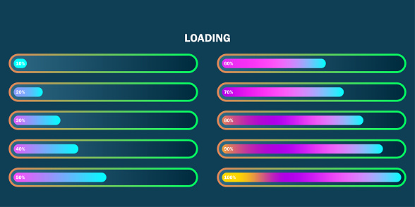Beautiful Loading Element Colorful Loading Bar Set Modern Web Element Collection Vector ...