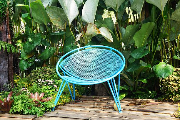 istock blue chair in garden 158938003